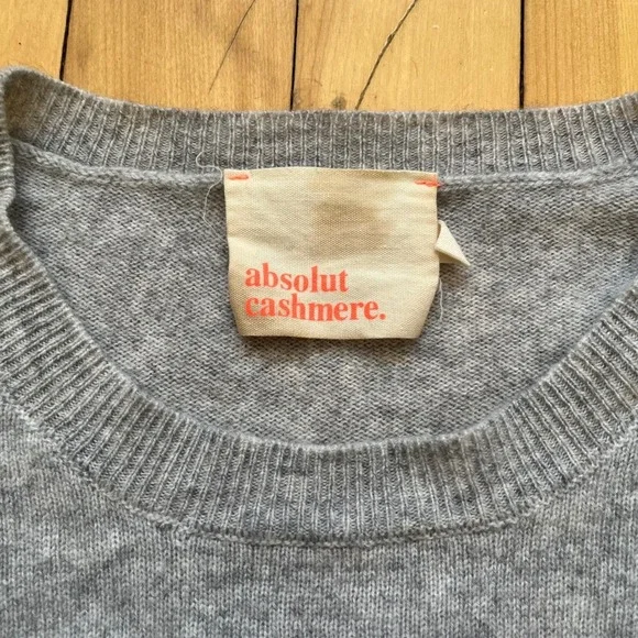 absolut cashmere grey heathered crew neck cropped sweater women's L - Picture 6 of 7